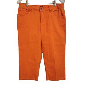 Baccini Pants Colorful Orange Sz 10 Women’s Embellished‎ Cropped Capri Pants